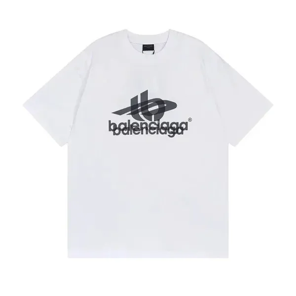 Balenciaga Logo Print Oversized T-Shirt Blue - 3