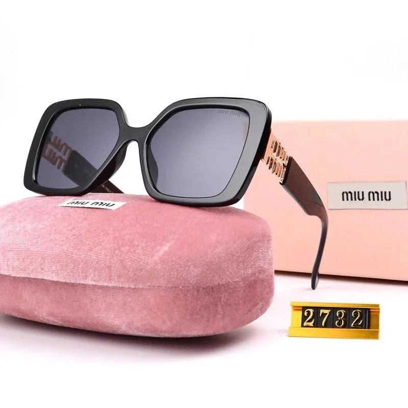 Miu Miu Square Frame Sunglasses Black with Gold Hardware - 1
