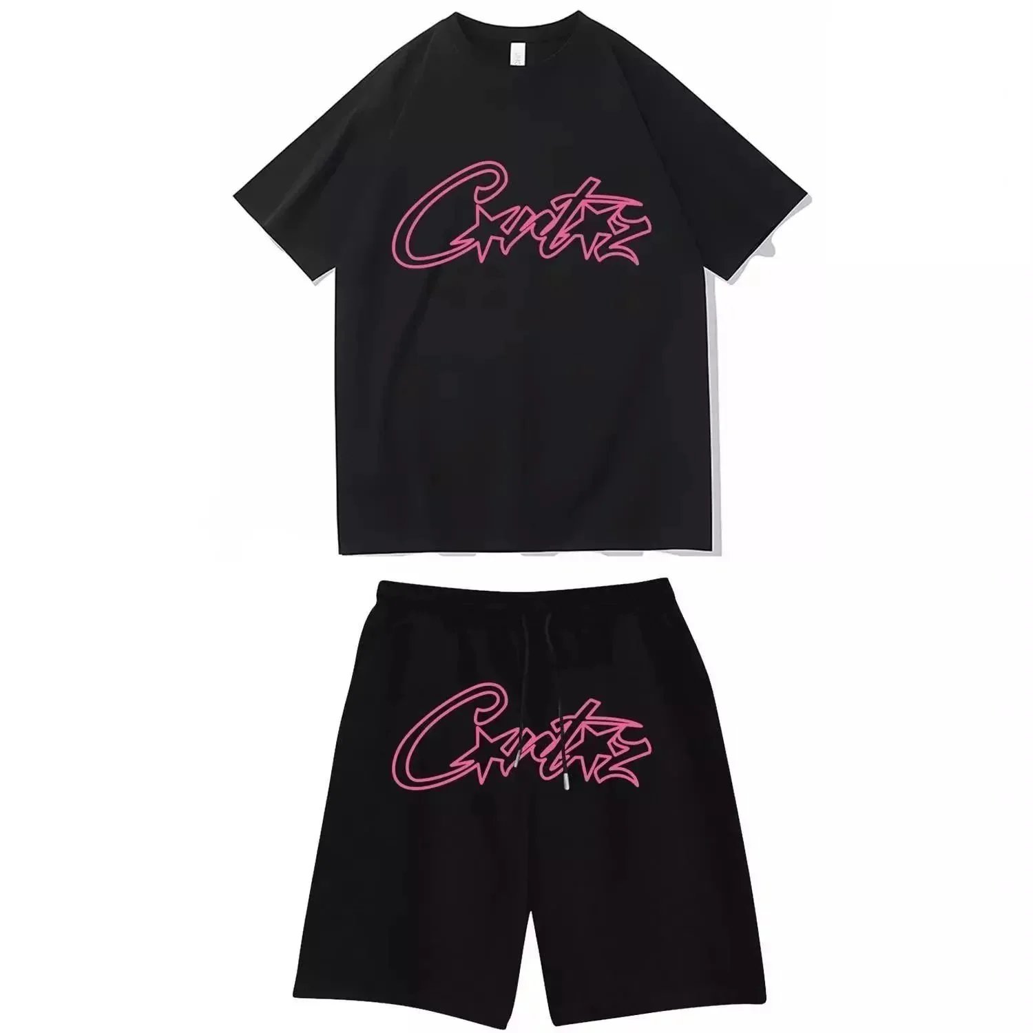 Corteiz Neon Script Black Two-Piece Set - 1
