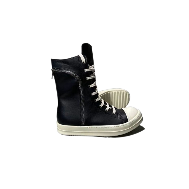 Rick Owens DRKSHDW Ramones High-Top Black Leather Boots - 15