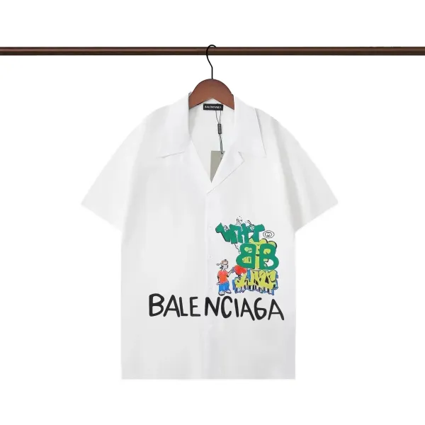 Balenciaga Graffiti Print Short-Sleeve Shirt White - 1