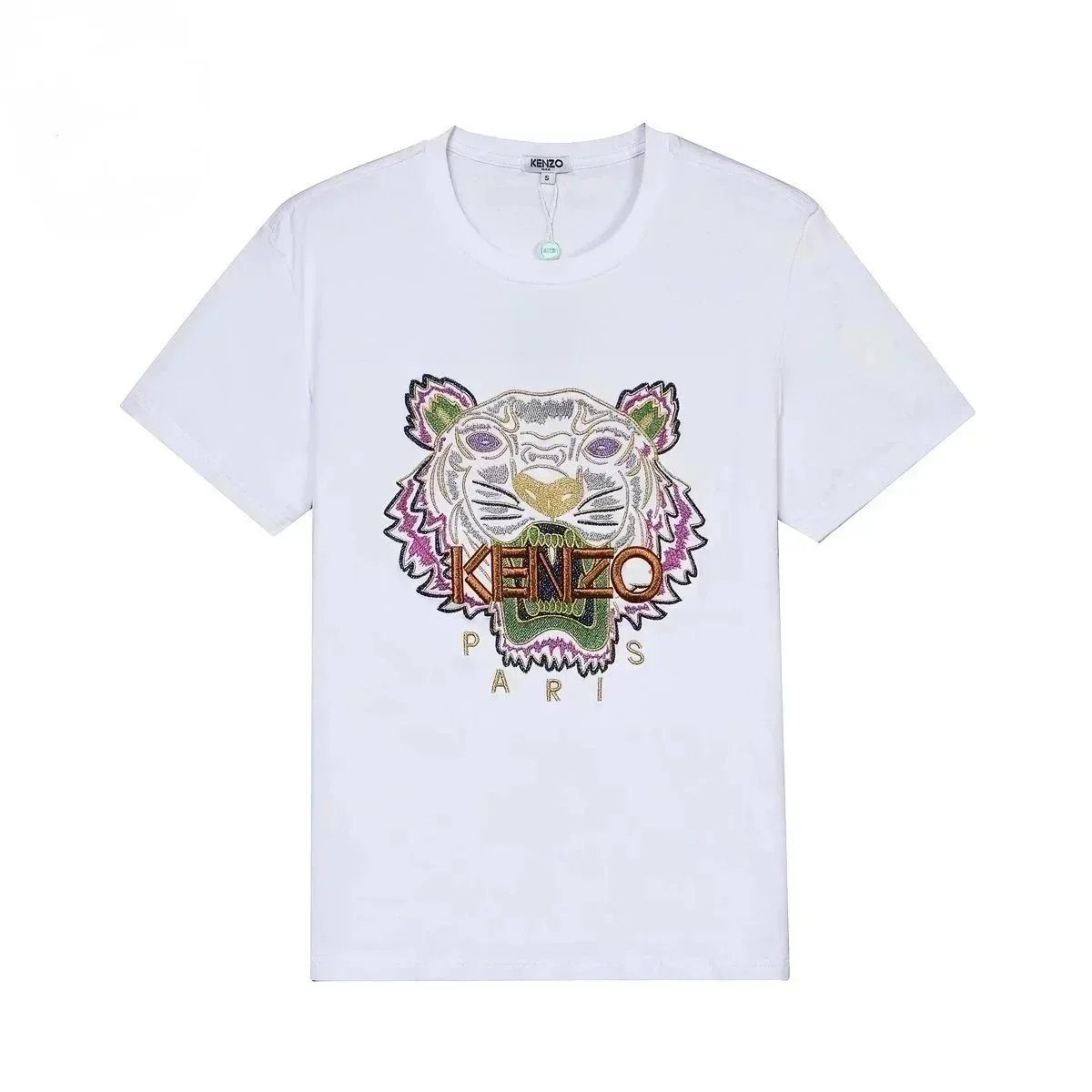 Kenzo Tiger Embroidered White T-Shirt - 1