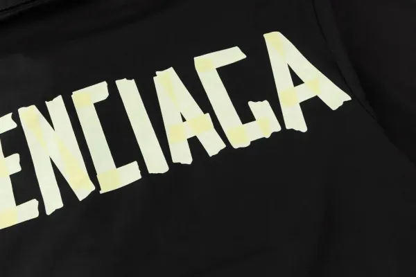 Balenciaga Logo Stripe Short-Sleeve Shirt Black and White - 11
