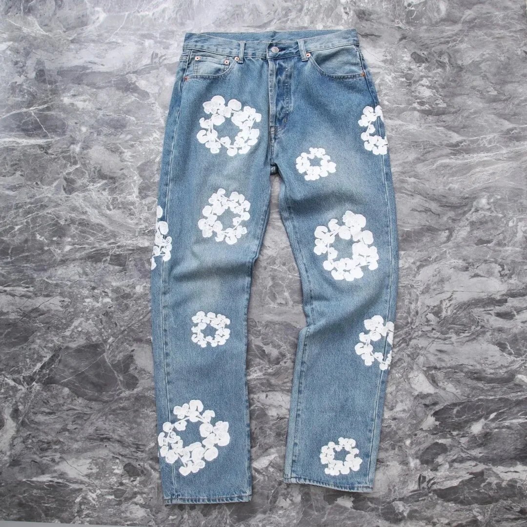 Gallery Dept. Floral Embroidered Straight-Leg Jeans Blue - 6