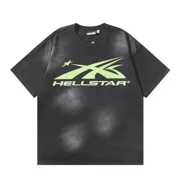 Hellstar X Logo Washed Black T-Shirt - 1