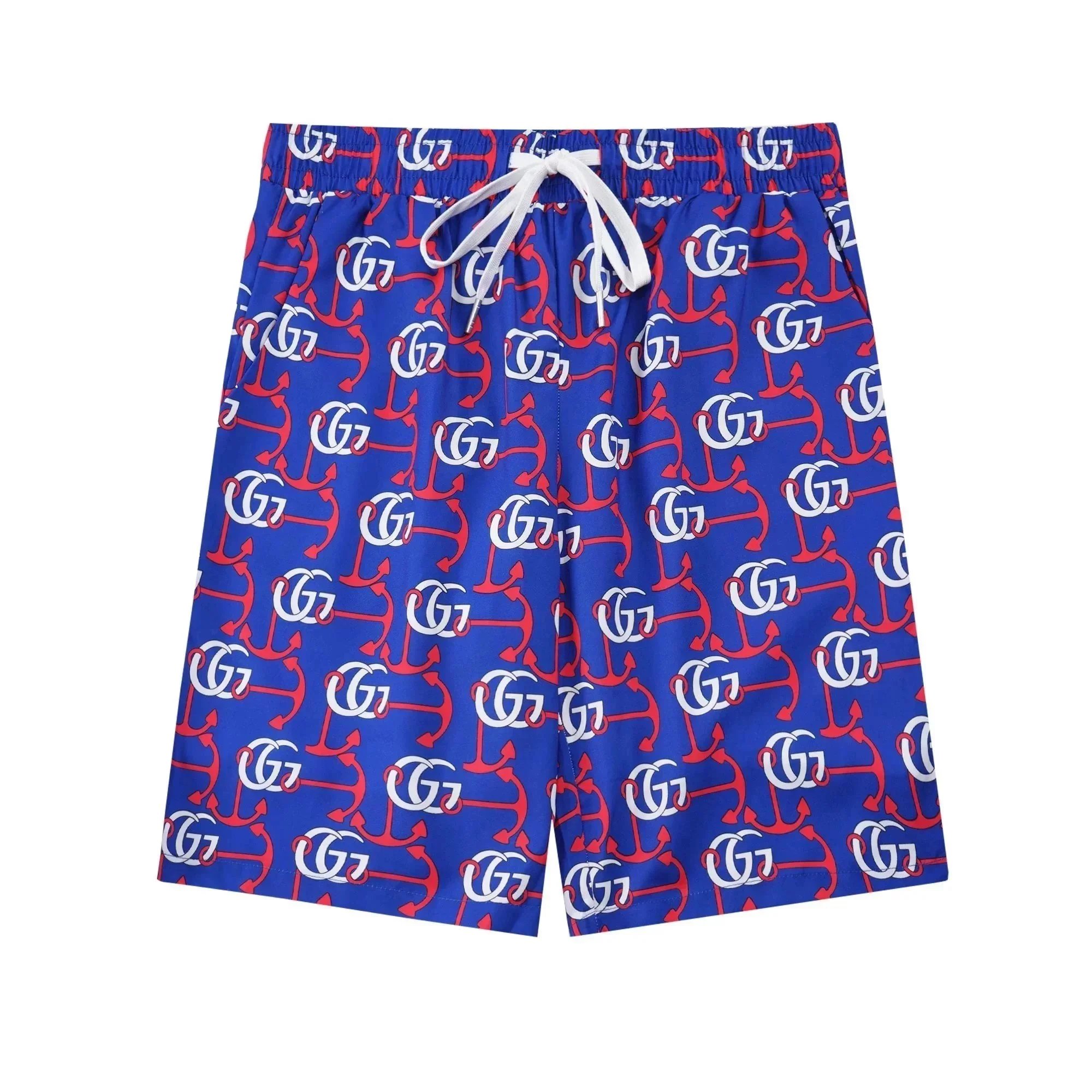AMI Paris Tie-Dye Logo Print Shorts Navy and White - 8