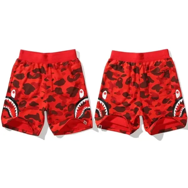 A Bathing Ape Shark Camo Red Shorts - 1