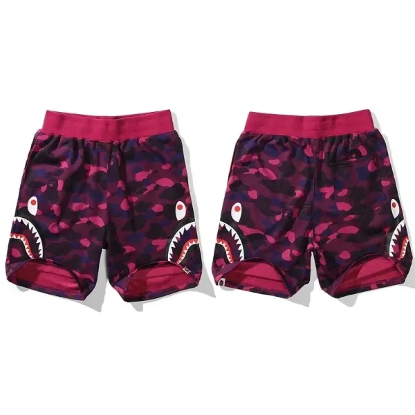 A Bathing Ape Shark Camo Shorts Pink Purple Multicolor - 1