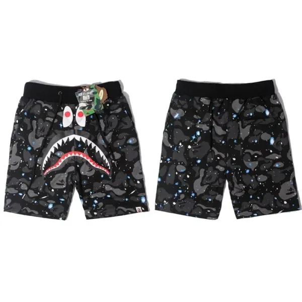 A Bathing Ape Shark Camo Shorts Black Multicolor - 1