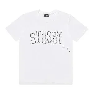 Stüssy Pixelated Logo White T-Shirt - 1