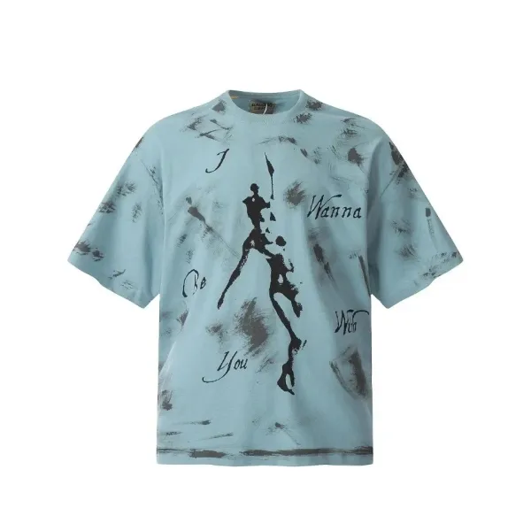 Gallery Dept. I Wanna Be With You Graphic T-Shirt Light Blue - 1