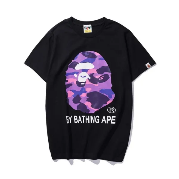 A Bathing Ape Purple Ape Head Graphic T-Shirt - 22