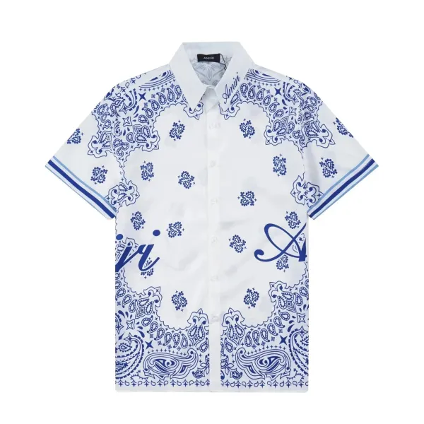 Amiri Paisley Print Short-Sleeve Shirt White/Blue - 1