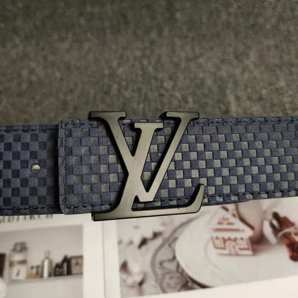 Louis Vuitton LV Initiales Belt Navy Blue Woven Leather Belt - 1