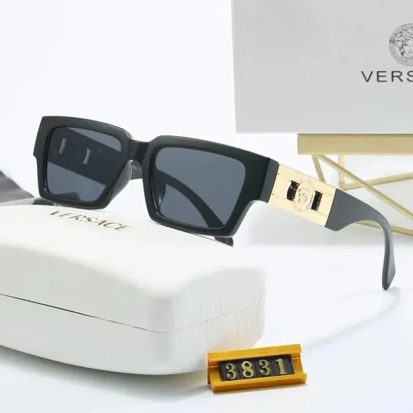 Versace Medusa Icon Black and Gold Square Sunglasses - 1