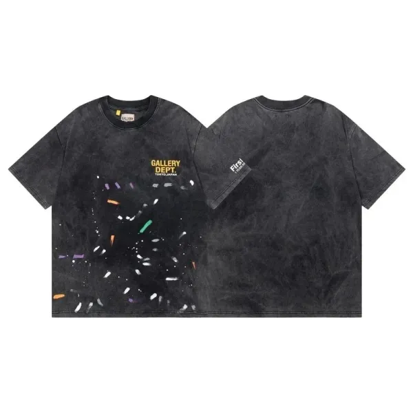 Gallery Dept. Confetti Splatter Washed Black T-Shirt - 1