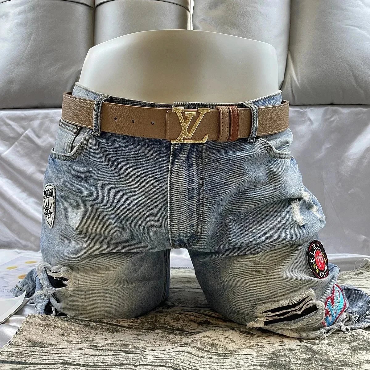 Louis Vuitton LV Initiales Belt Tan Monogram Leather Belt - 9