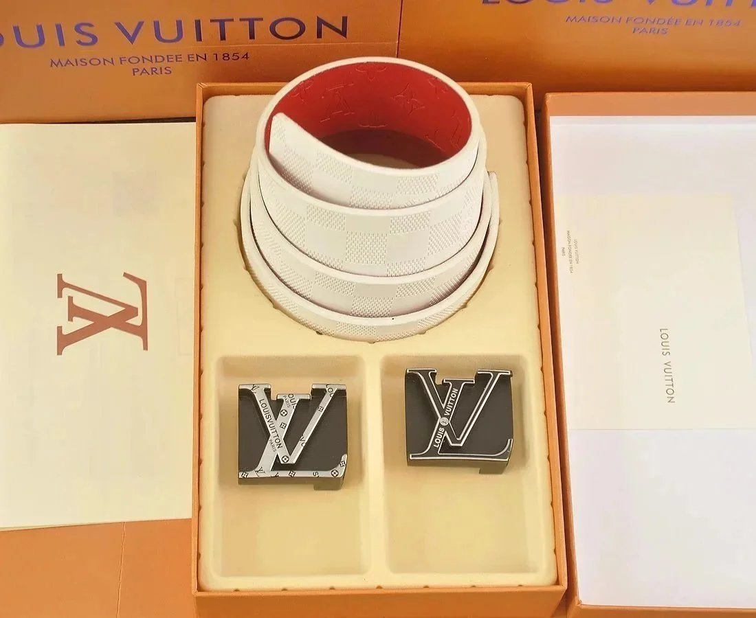 Louis Vuitton Damier Graphite Reversible Belt White/Red with LV Buckles Belts - 1