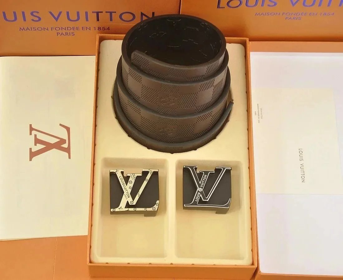Louis Vuitton Damier Graphite Reversible Belt with LV Buckles Black/Brown Accessories - 1