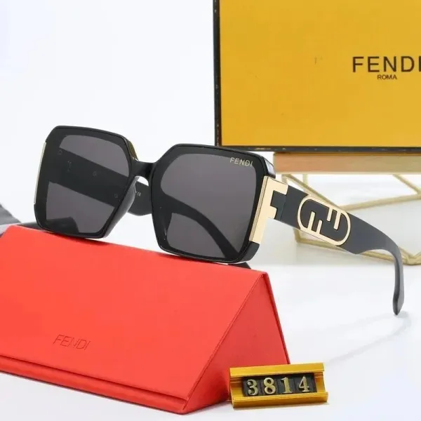 Fendi FF Square Frame Black and Gold Sunglasses - 1
