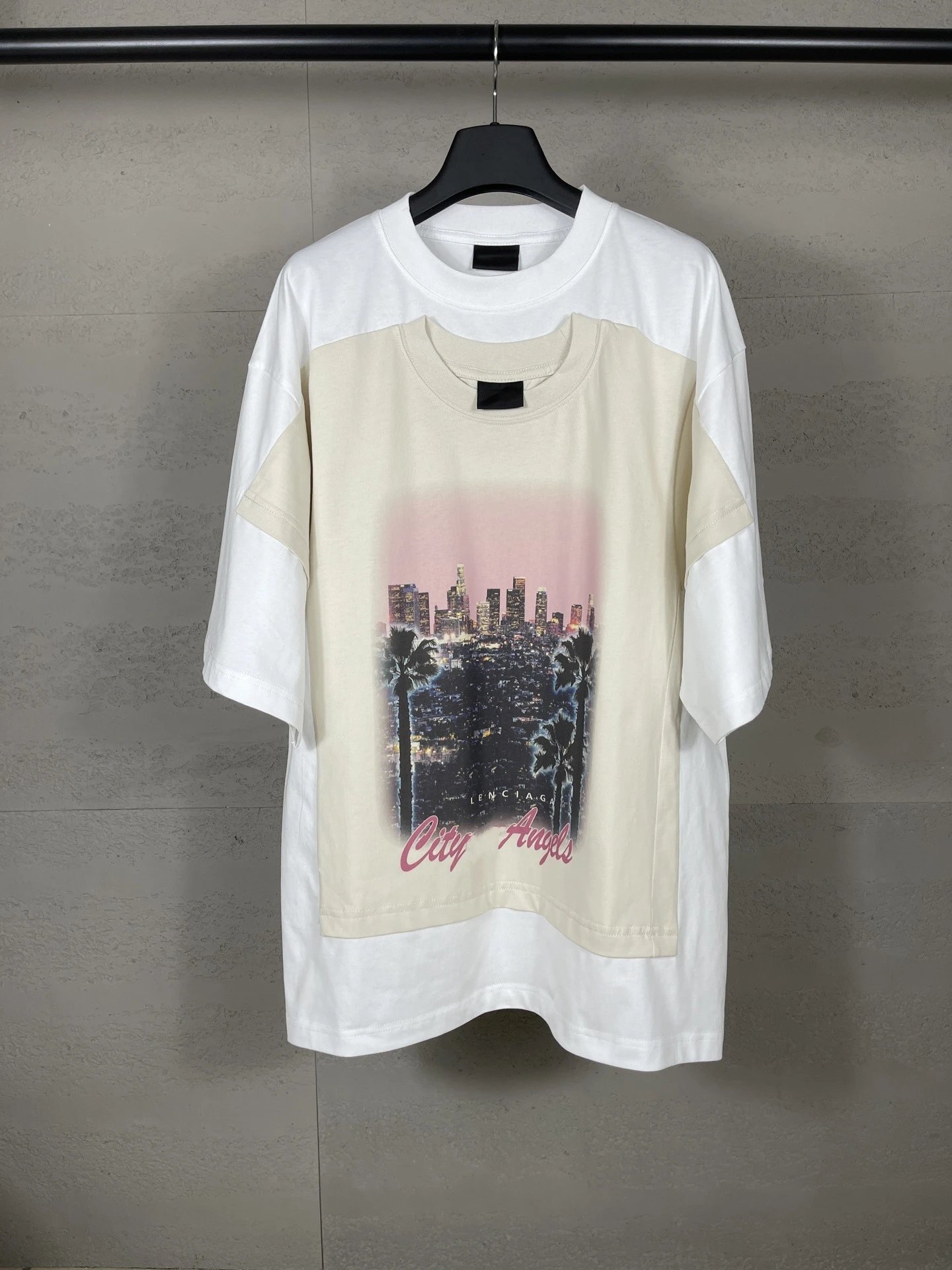 Balenciaga City Angels Print Oversized T-Shirt White Beige - 3