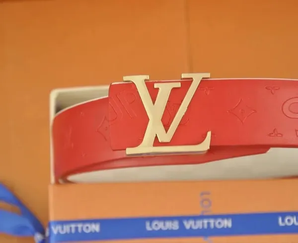Louis Vuitton LV Initiales Belt White Leather with Red Lining - 7