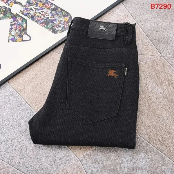 Burberry Black Denim Jeans with Equestrian Knight Embroidery - 1