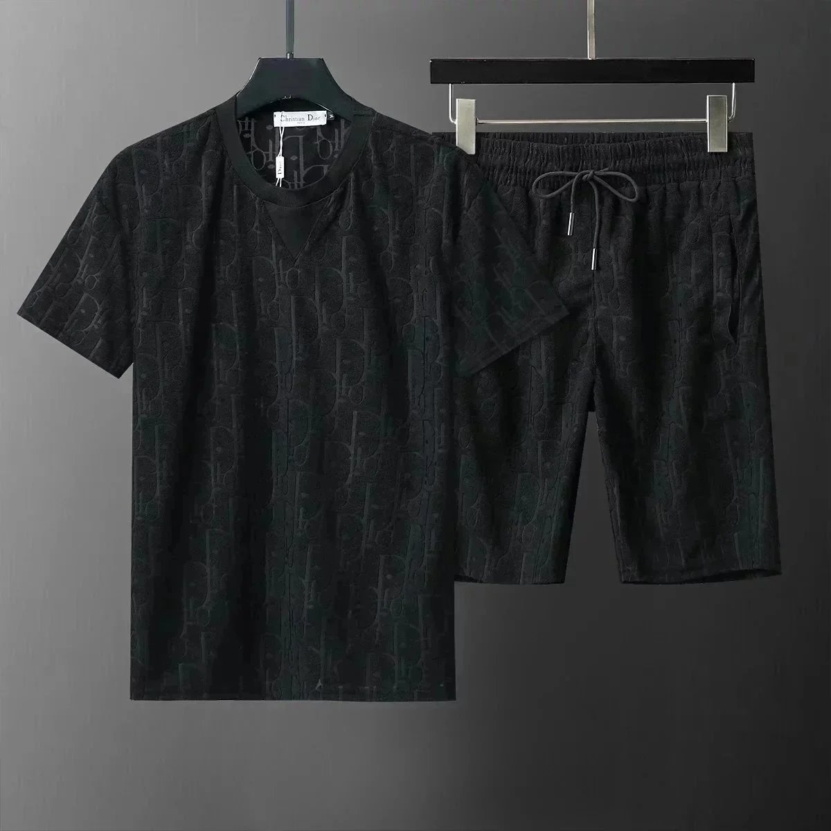 Dior Oblique Monogram Black T-Shirt and Shorts Set