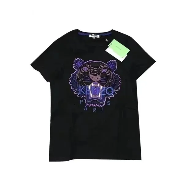 Kenzo Tiger Embroidered Black T-Shirt - 1