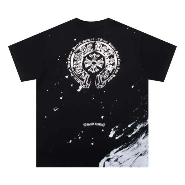 Chrome Hearts Cross Logo Splatter Print Black T-Shirt - 1