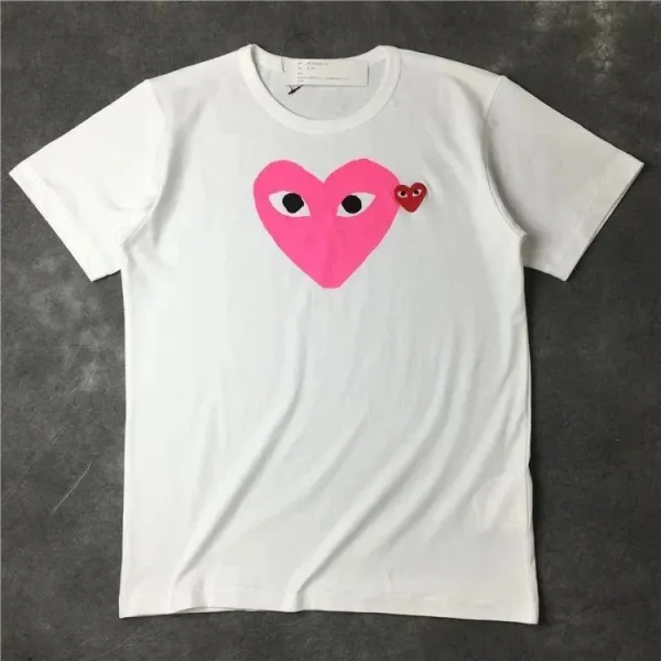 Play Comme des Garçons Heart Eyes Pink Graphic T-Shirt - 1