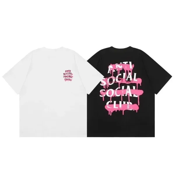 Anti Social Social Club Drip Logo T-Shirt Black and White - 1