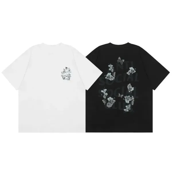 Anti Social Social Club Floral Print Oversized T-Shirt Black and White - 1
