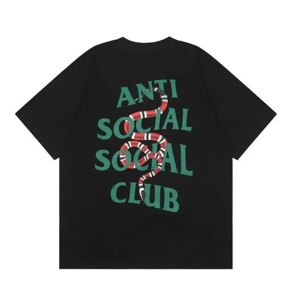 Anti Social Social Club Snake Print Black T-Shirt - 1