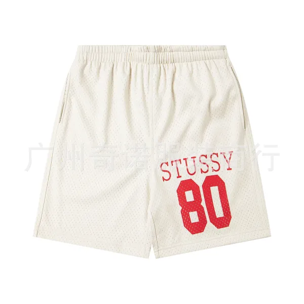 Stussy Mesh Basketball Shorts Beige with Red Logo - 1