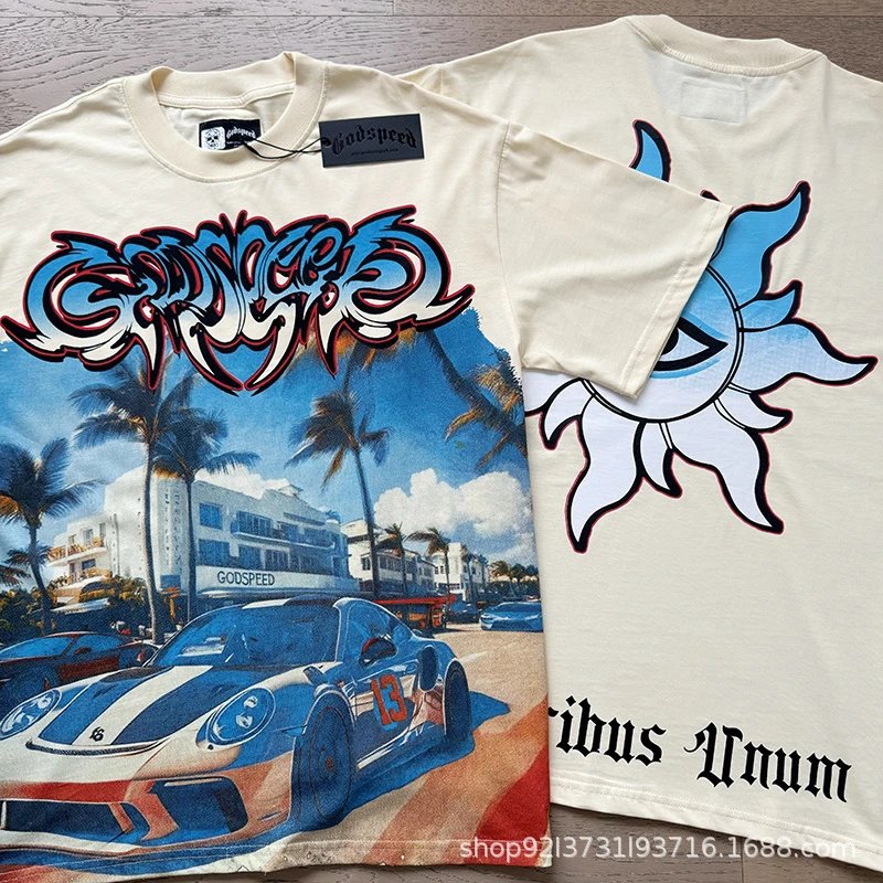 Godspeed Miami Graffiti Porsche T-Shirt Beige