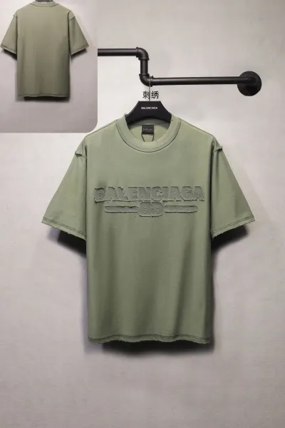 Balenciaga Embroidered Logo Oversized T-Shirt Army Green - 1