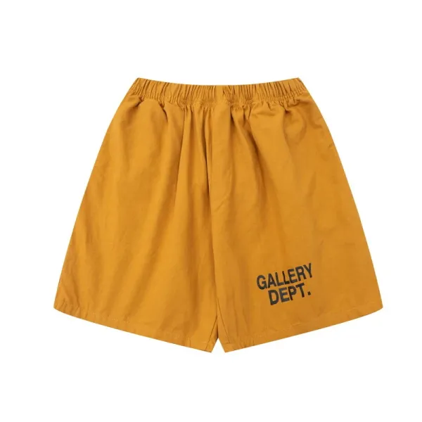 Gallery Dept. Logo-Print Cotton Shorts Mustard - 1