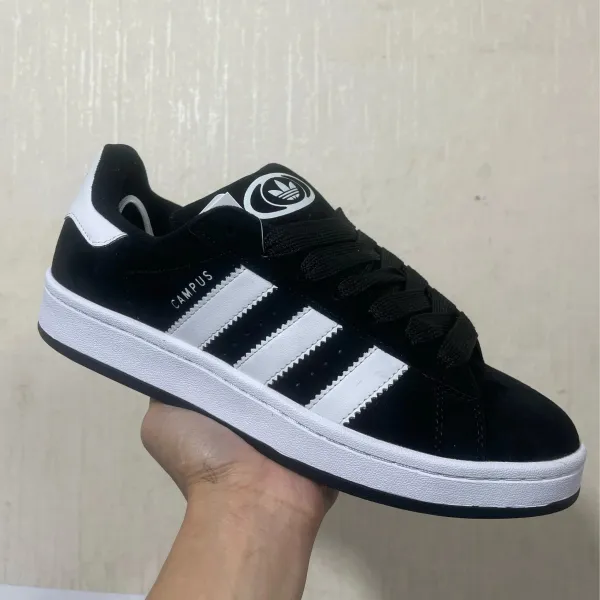 Adidas Originals Campus Black and White Suede Sneakers - 1