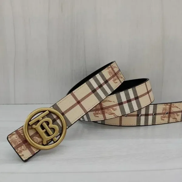 Burberry TB Monogram Check Belt Beige Multicolor Belt - 1