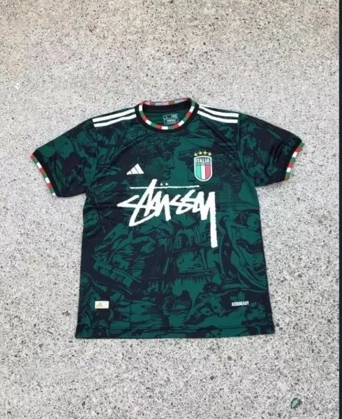 Adidas x Stüssy Italia Away Jersey Green Multicolor Sports T-Shirt - 1