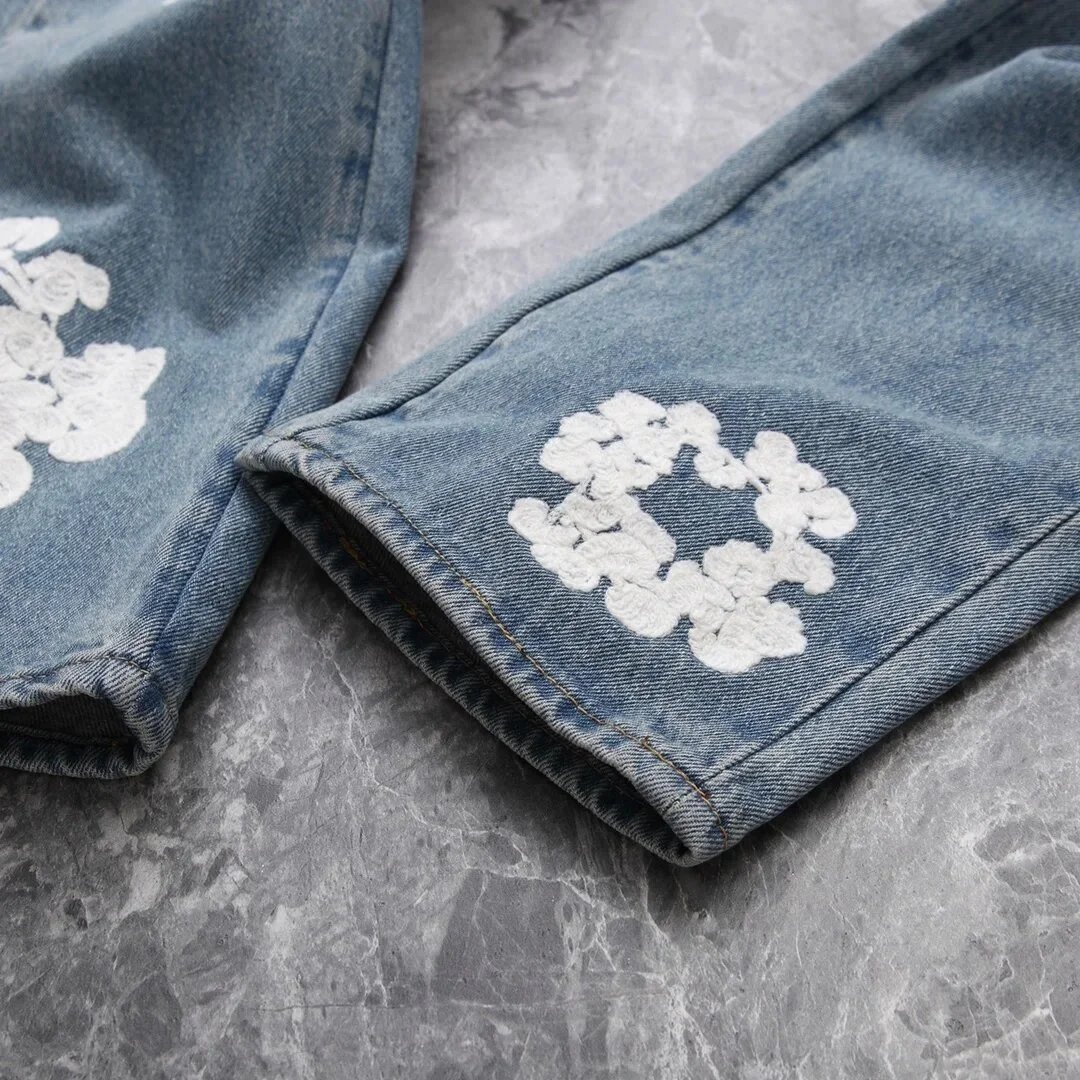 Gallery Dept. Floral Embroidered Straight-Leg Jeans Blue - 9