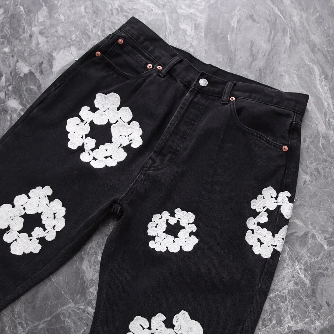 Gallery Dept. Floral Embroidered Straight-Leg Jeans Blue - 5