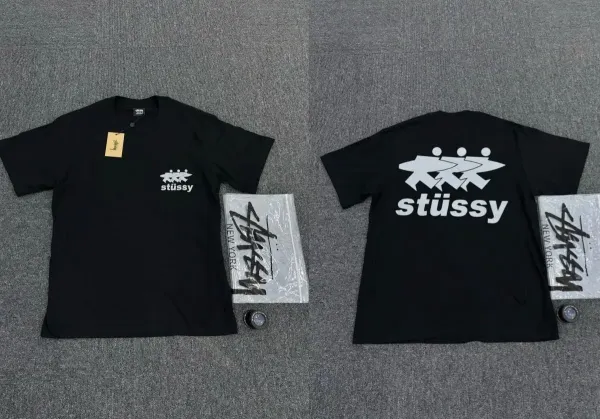 Stüssy Triple Logo Black T-Shirt - 1