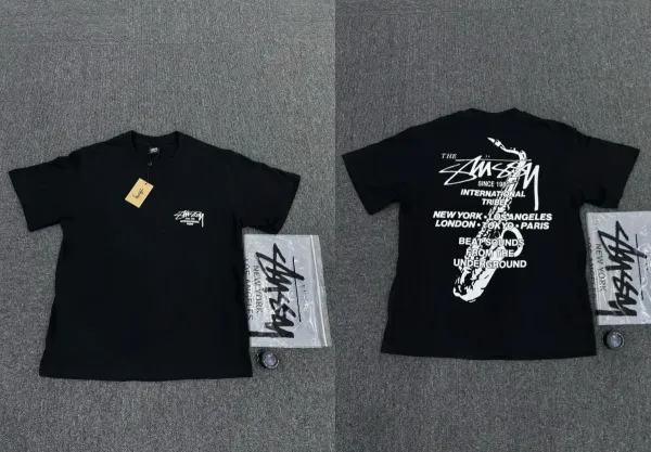 Stüssy International Tribe Black Graphic T-Shirt - 1