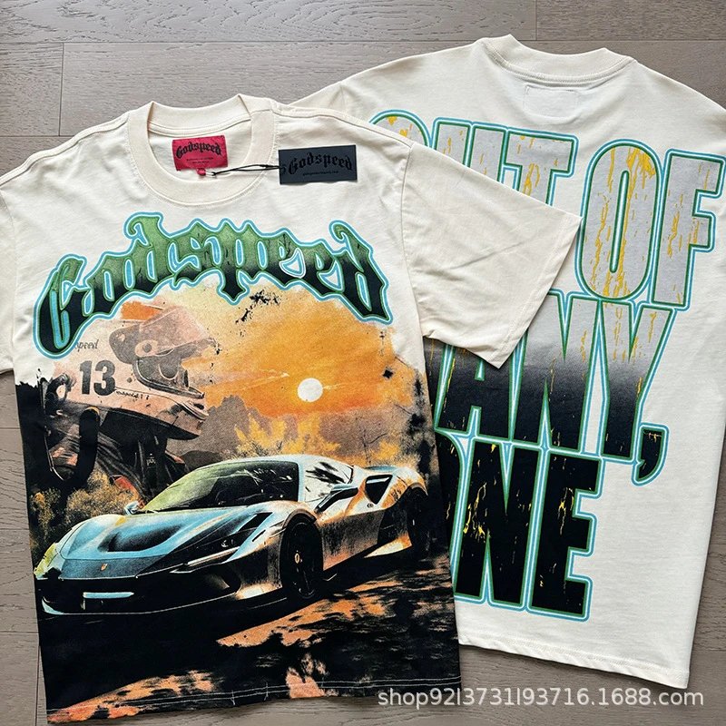 Godspeed Racing Beach Print T-Shirt Beige - 30