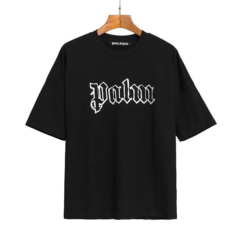 Palm Angels Gothic Logo Black T-Shirt - 1