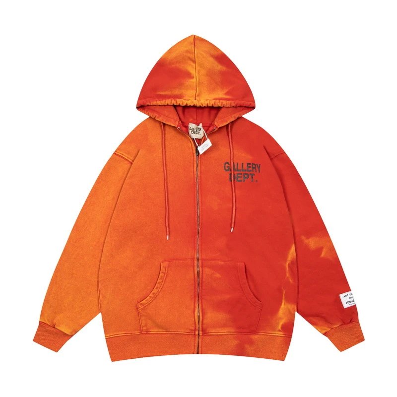 Gallery Dept Tie-Dye Orange Zip-Up Hoodie