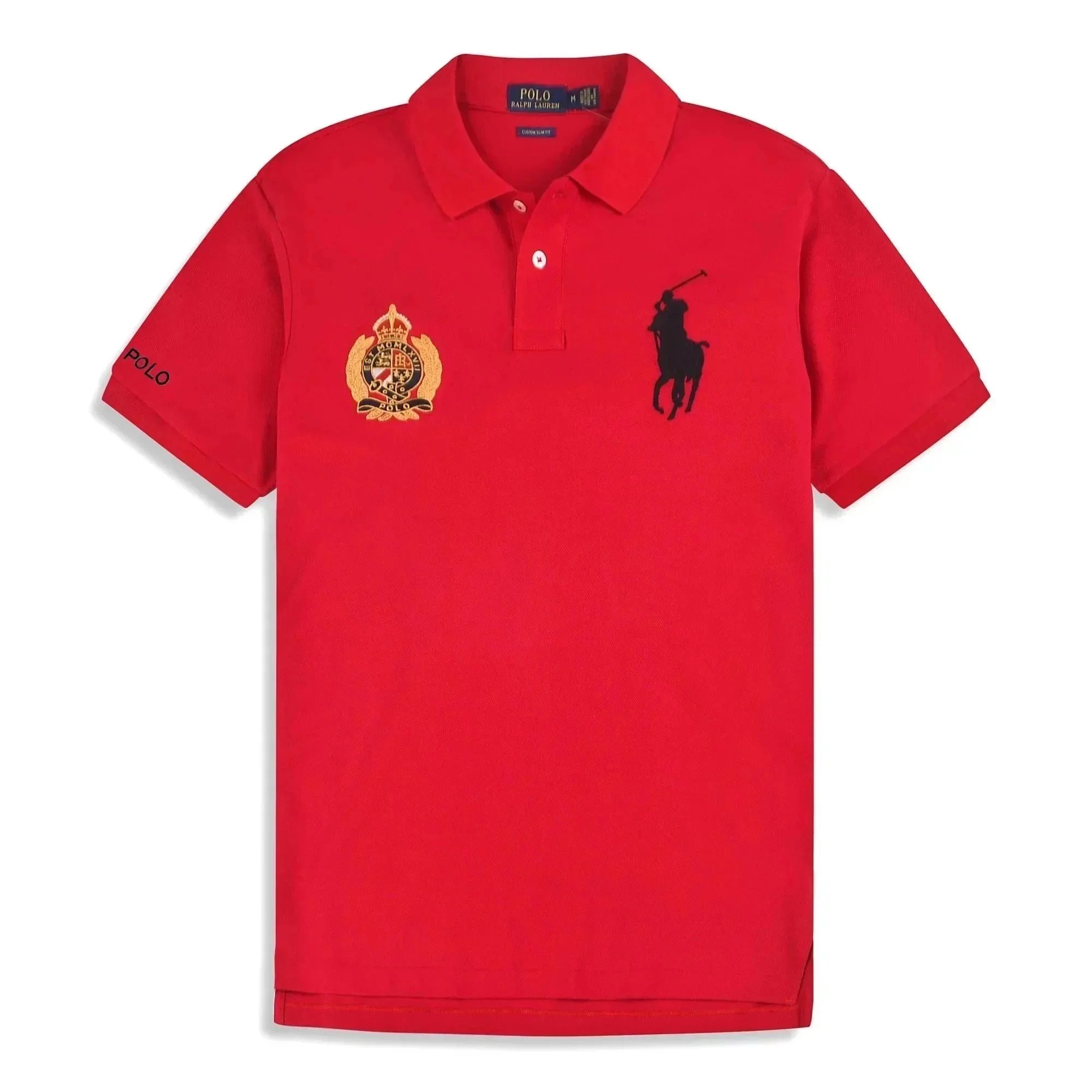 Ralph Lauren Polo Shirt Red with Crest and Big Pony Logo - 1