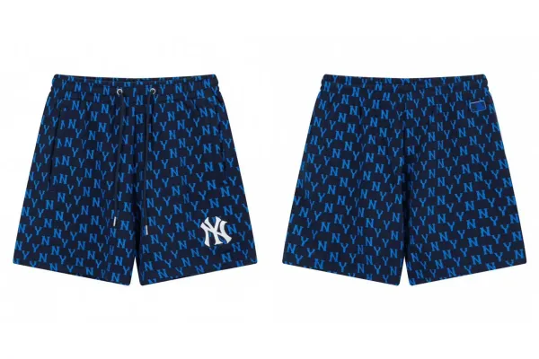 New York Yankees All-Over Logo Shorts Navy Blue - 1
